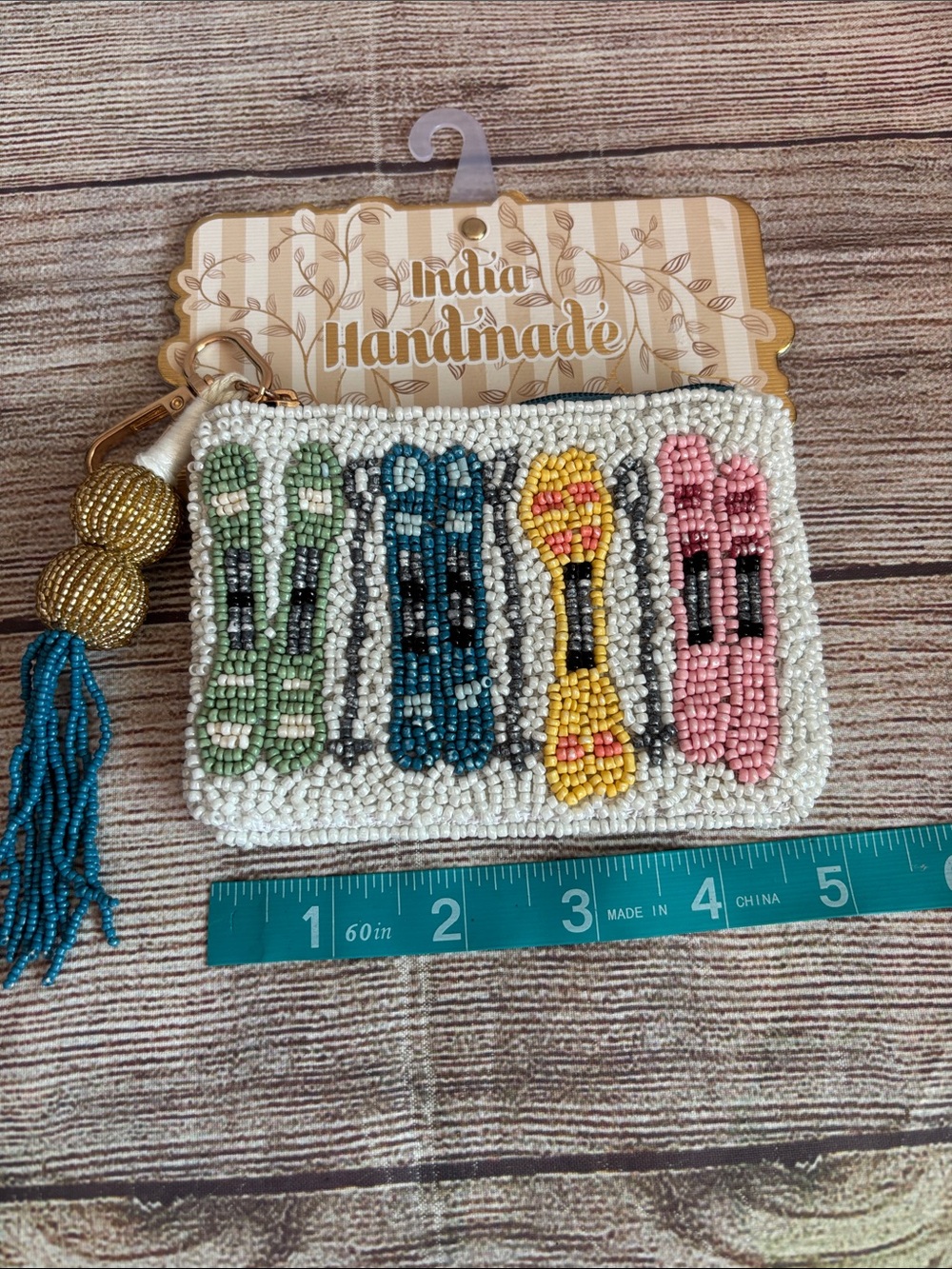 Handmade Beaded Key & Card Pouch - Picture 2 of 3